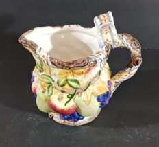 Kirkland Ceramic CREAMER Fall AUTUMN APPLES GRAPES 4 1/2&#39; Hand Painted - £6.84 GBP