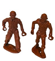 MPC Ring Hand BROWN Army Men Toy Soldier plastic military figure vtg marx lot 2 - $13.81