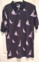Nautica Polo Shirt Men&#39;s XL Navy Blue Short Sleeve 3 Button Yachts Extra Long - £28.15 GBP