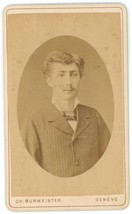 CIRCA 1870&#39;S CDV Handsome Man Mustache in Suit Burmeister Geneve Switzerland - £7.46 GBP