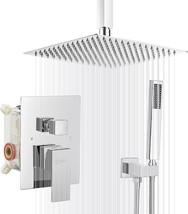 Bwe Shower Faucet Chrome 12 Inch Sq.Are Luxury Rain Mixer Shower System Sets - £83.89 GBP