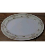 NSP Hand Painted China Oval Serving Platter Tray 16x12 Gold Trimmed Floral - $79.14