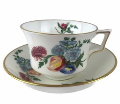 Vintage Wedgwood Bone China Colonial Sprays Williamsburg Footed Cup &amp; Sa... - $18.76