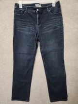 Chicos So Slimming Jeans Womens 2 Short US 12 Blue Dark Wash Straight Leg Stretc - £23.26 GBP