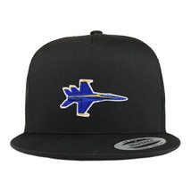 Trendy Apparel Shop Blue Angel Jet Patch 5 Panel Flatbill Baseball Cap - Black - £19.97 GBP