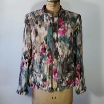 Requirements Bomber Jacket Size L Vintage Corduroy Ruffle Multi-Color Lined - £20.13 GBP