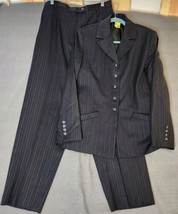 Austin Reed 2PC Women&#39;s Blazer Jacket Pant Suit 14/16 Pinstripe Navy Blue Wool - $54.40