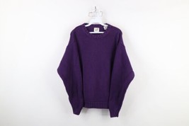 Vintage 90s Gap Womens Medium Faded Blank Cotton Knit Crewneck Sweater Purple - £46.80 GBP