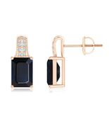 ANGARA 2.18 Ct Emerald-Cut Sapphire Studs with Diamond Accents in 14K So... - $1,394.10