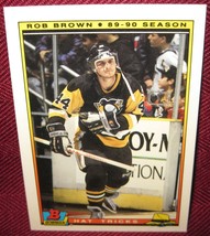 1990-91 Bowman Hat Tricks #3 Rob Brown Pittsburgh Penguins - £3.53 GBP