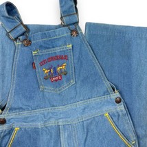 Vintage 80s Levi’s Blue Denim Overalls Two Horse Embroidered Logo Youth ... - $59.15