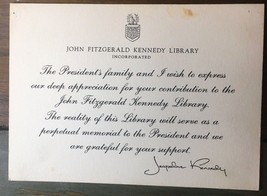 Jacqueline Kennedy Facsimile Signed Thank You Card Kennedy Family Crest ... - £18.21 GBP