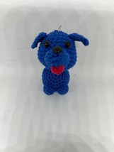 Blue dog amigurumi crochet Keychain - $14.00