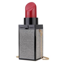 Acrylic Lipstick Shaped Diamond Party Clutch Evening Bag for Women Designer Chic - £46.87 GBP