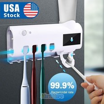 Uv Toothbrush Sanitizer Holder + Automatic Toothpaste Dispenser Wall Mou... - £28.02 GBP