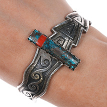 6.25&quot; Gerald (Honwytewa) Lomaventema Hopi Overlay cuff bracelet turquois... - £799.61 GBP