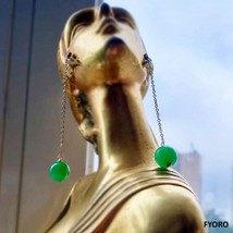 Dangling Sphere Jade Earrings with 14K Gold - £257.95 GBP