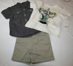 Baby boy&#39;s Calvin Klein shorts t shirt button up shirt 3 piece set 18 M ... - $23.16