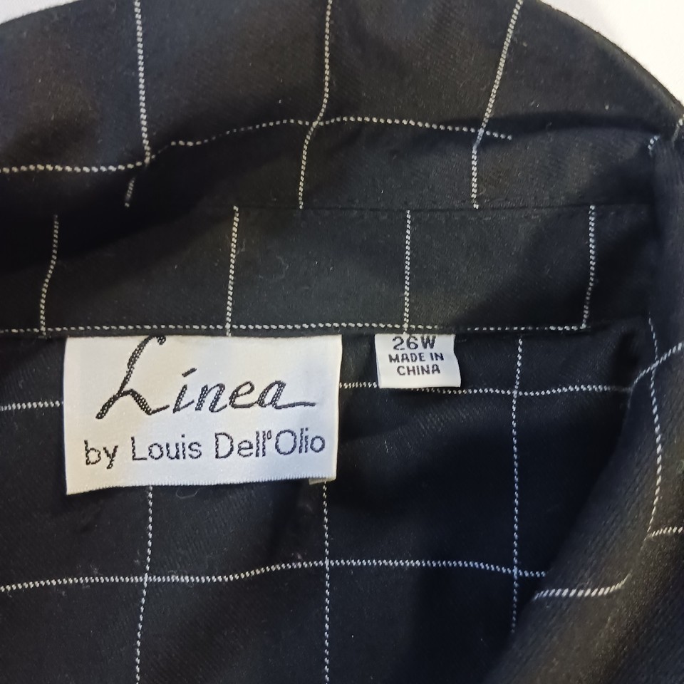 Linea Louis Dell'Olio Women's 26W Black Check Embroidery 3/4 Sleeve Blouse Shirt Item image 4