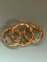 Vintage Large Twisted Goldtone Triple Open Concentric Pin Brooch – 2.75 inches x - £14.82 GBP