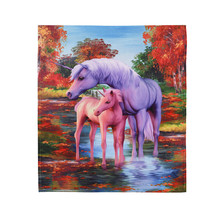 Horse Fleece Throw Blanket Reindee Printed Xmas Gift - £31.95 GBP