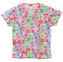 Dickies Mock Wrap Tie Back Scrub Top Petal Punch Medium NWT - $19.99