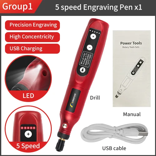 Mini Cordless Drill Rechargeable USB wor Wireless Engraving Pen With LED MiRotar - £230.38 GBP
