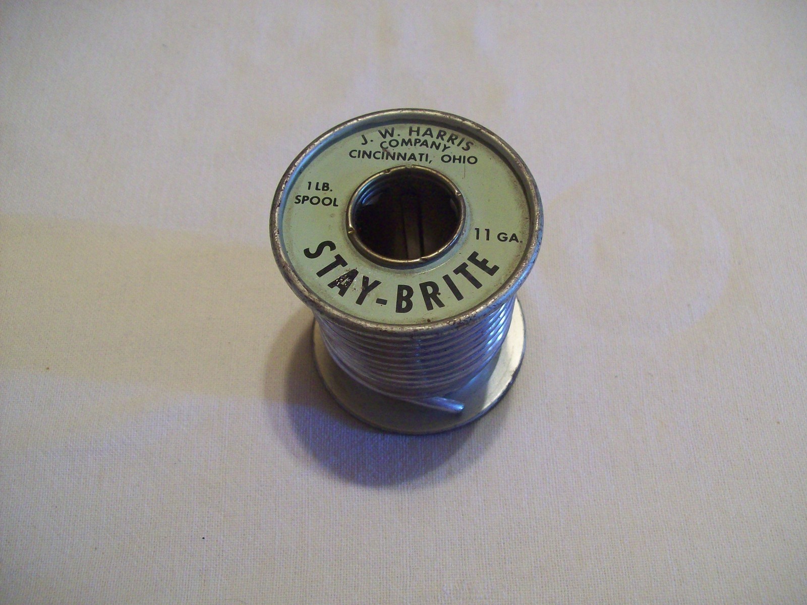 Vintage JW Harris Stay Brite Solder 11 ga. (about 1/8&quot;)  used 12 ounce S... - $14.84