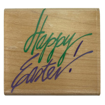 Happy Easter Script Words Rubber Stamp Posh Impressions Z389-E Vintage 1994 New - £6.15 GBP