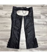 Vintage Leather Chaps Mens Large Black Bootcut Full Grain Moto Riding Pants - €107,15 EUR