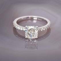 2 CT Cushion Cut Moissanite Engagement Ring, Solitaire With Ring, Wedding Ring - £66.69 GBP