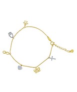 Genuine 14k Two-tone Gold Faith Charm 7&quot;+1&quot; Women&#39;s Bracelet - $482.55 CAD