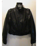DKNY women&#39;s-S black real leather riding jacket motorcycle biker classic... - $363.28 CAD