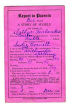1920 Bourbon County Kansas Report to Parents Card A Story of Myself - $24.82