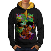 Wellcoda Butterflies Skull Mens Contrast Hoodie, Peace Casual Jumper - £31.46 GBP