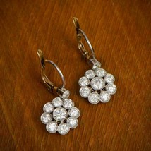 1.50ct Round Diamond Vintage Cluster Drop Dangle Earrings 14k Two Tone G... - £54.04 GBP