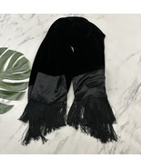 Womens Vintage Y2k Velvet Wrap Shawl Scarf Black Fringe Satin Trim Glam ... - $26.72