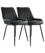 Elama 2 Piece Faux Leather Tufted Chair in Black with Black Metal Legs - $281.59 CAD