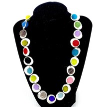 Colorful felt ball necklace, statement necklace, art wool necklace, silver color - £66.97 GBP