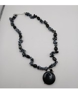 Vintage Snowflake Obsidian  Necklace - $77.02 CAD