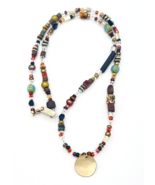 Holly Yashi Beaded Disc Pendant Necklace 20 in - £47.07 GBP