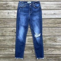 Vervet Blue Skinny Distressed Denim Frayed Raw Hem Stretch Womens Jeans ... - $28.47