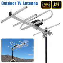 Outdoor TV Yagi Antenna Amplified VHF / UHF HDTV 1080P 4K 360 Rotate 200... - $26.99