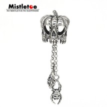 Rling silver halloween pumpkin skull bat spider dangle charm bead fit european bracelet thumb200
