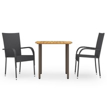  Dining Set Black Solid Acacia wood Standard - $5,680.46 MXN