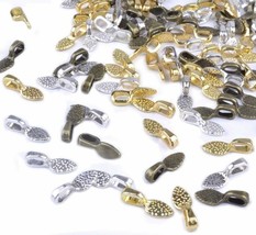 10 Glue-On Jewelry Bails Silver Setting For Tiles Findings Mixed Lot Gol... - $3.65