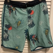 Billabong Tropical Parrot Swim Trunks Board Shorts Teal Green Blue Men’s Size 28 - £21.80 GBP