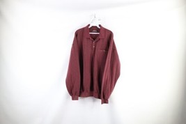 Vintage 90s Streetwear Mens XL Faded Collared Pullover Fleece Sweater Maroon - £38.79 GBP