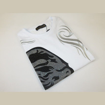 Men LAVERITA European Fashion Crew Shirt Rhine Stones Medusa 94491 White image 3