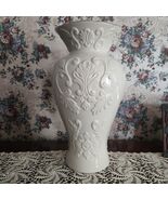 Lenox GEORGIAN Large Ivory Porcelain Tall Vase Embossed Gold Trim 16" Ta... - $98.01